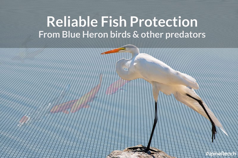 AlpineReach Pond Netting Kit 15 x 20 Feet & 20 Steel Staples - Woven Fine Mesh Heavy Duty Stretch Net Cover for Leaves - Protects Koi Fish from Blue Heron Birds Cats Predators - Galvanized Stakes - Image 5